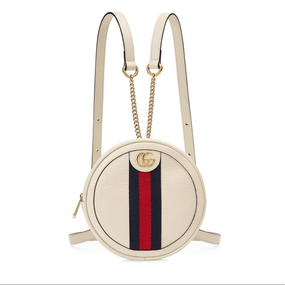 Gucci Cream Backpack with Red and Blue Stripe